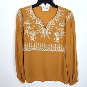 Savannah Women's Mustard Embroidered Top